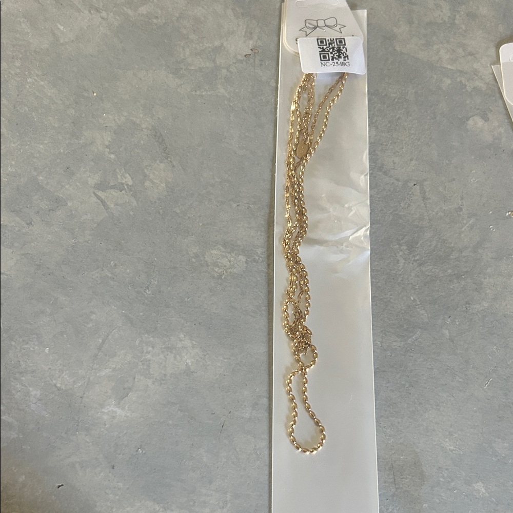 Gold Beaded Station Necklace - Women's Jewelry